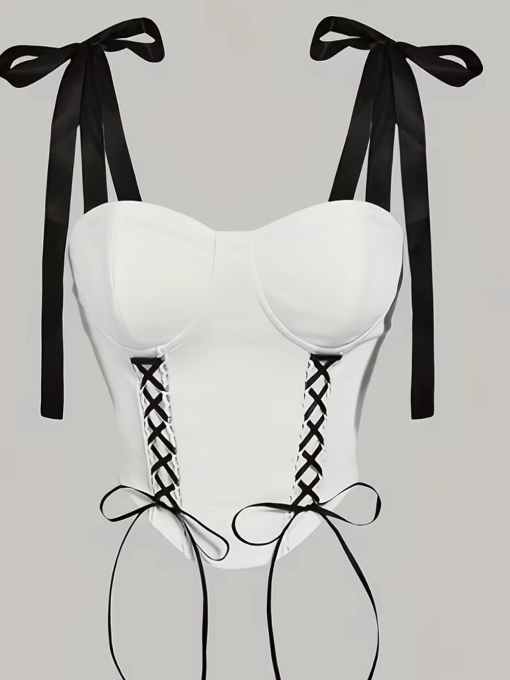 🖤HOST PICK 🖤 White Bustier top with Black Ribbon Details